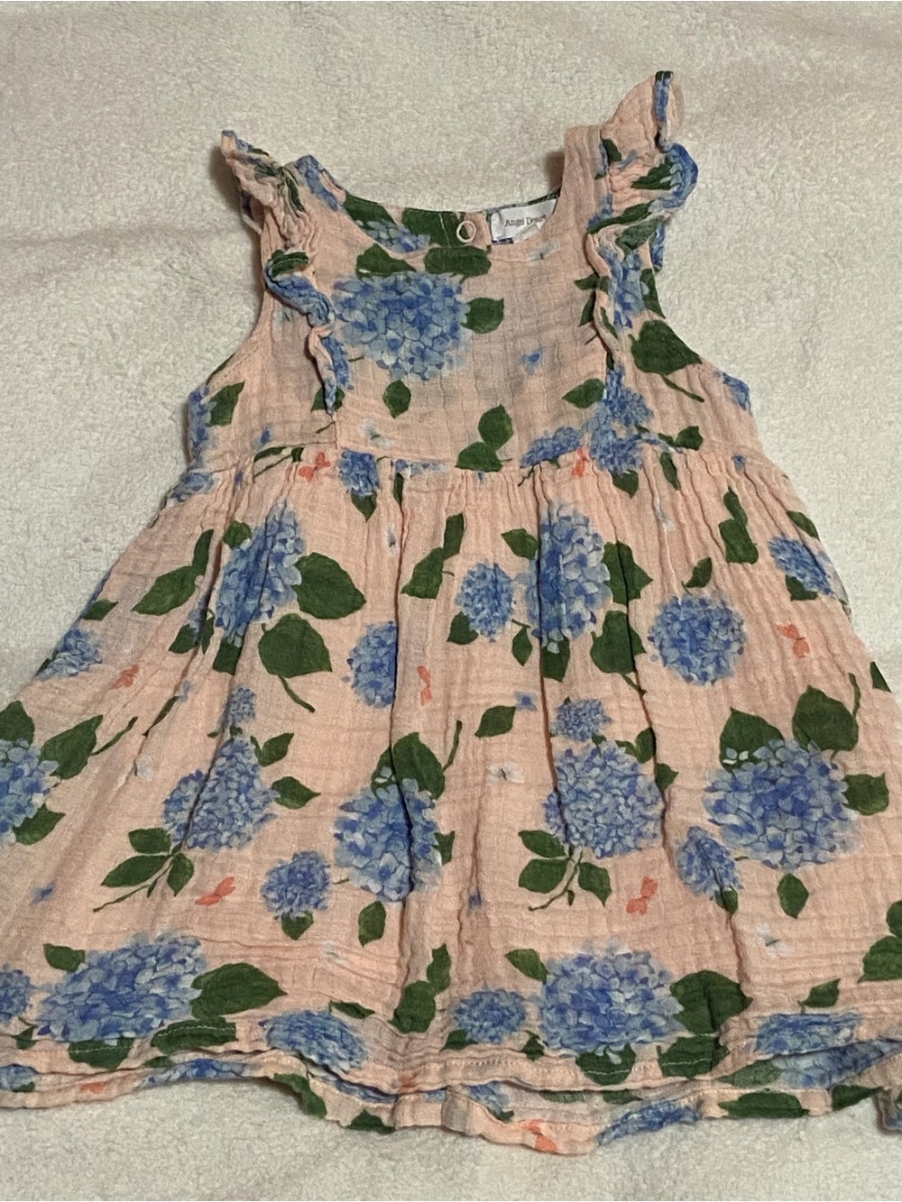 Angel Dear Floral Baby Dress in Peach, Blue and Green